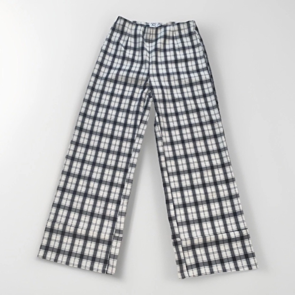 Princess Polly Black White Check Plaid Pants Wide Legs‎  Size 6